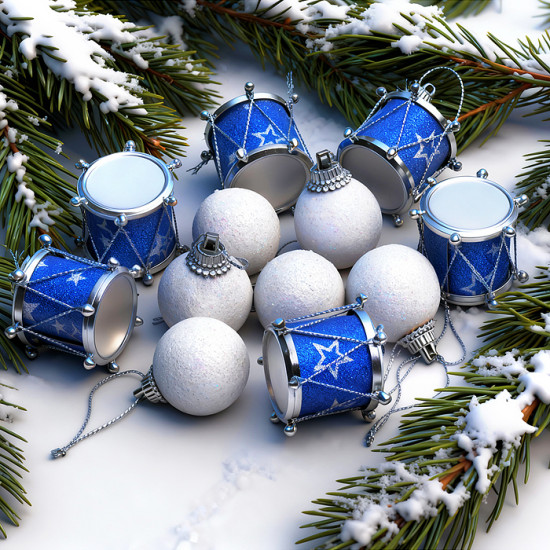 Набор новогодних украшений «Барабаны и шарики»
