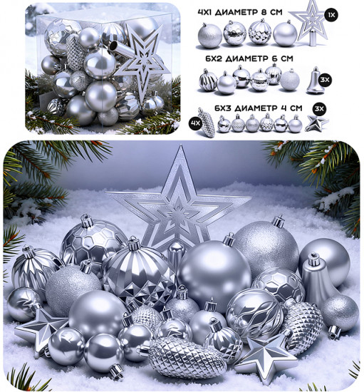 Набор новогодних украшений «Серебряный иней»