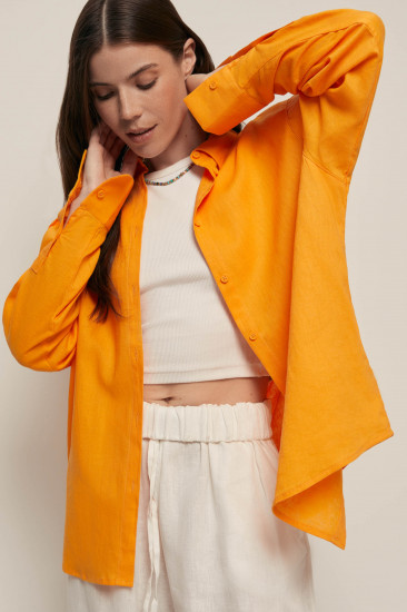 Блузка свободного кроя с добавлением льна