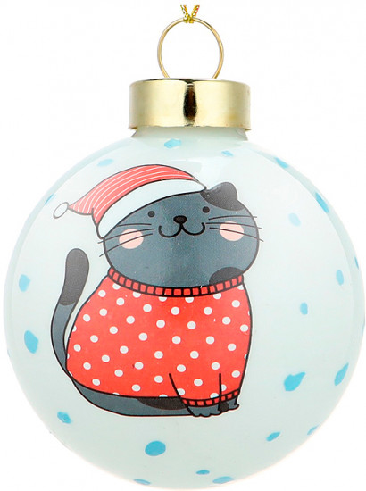 Шар елочный «Котик в шапочке»