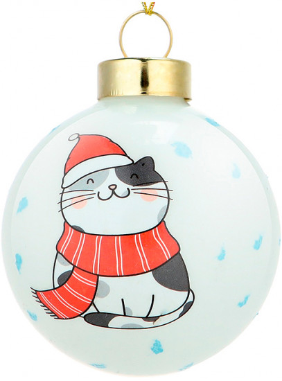 Шар елочный «Котик в шарфике»