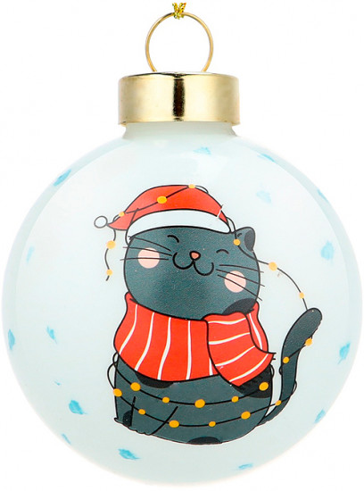 Шар елочный «Серый котик»