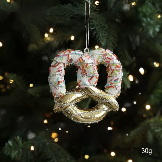 Ёлочная игрушка «Крендель с посыпкой»