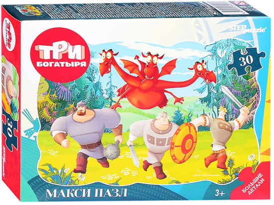 Макси-пазл контурный «Три богатыря»