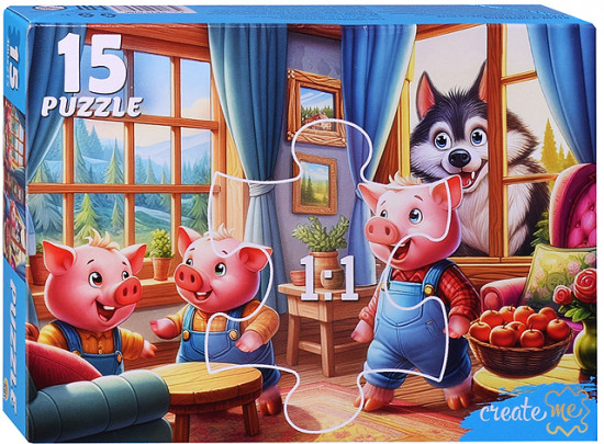 Макси-пазл «Три веселых поросенка и вол»