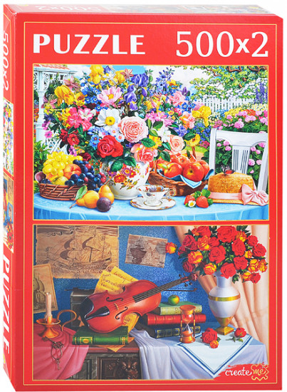 Набор пазлов 2в1 «Цветочные натюрморты»