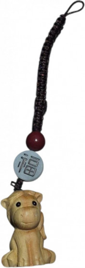 Брелок-талисман «Деревянная лошадка с иероглифом удачи»