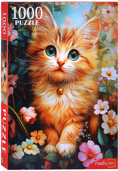 Пазл «Котенок в цветах»