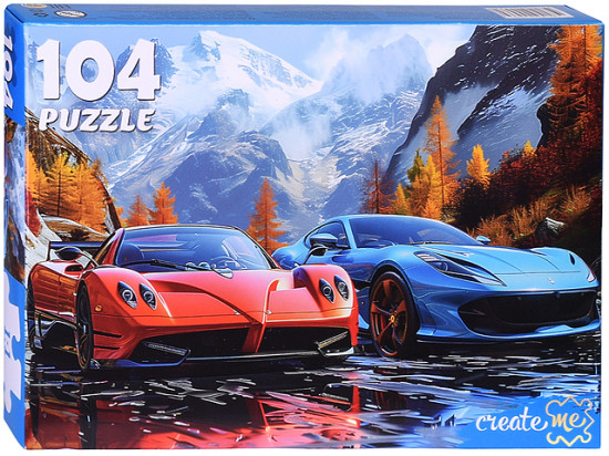 Пазл «Два авто на фоне гор»