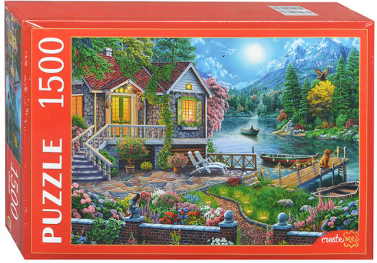 Пазл «Домик у лунного озера»