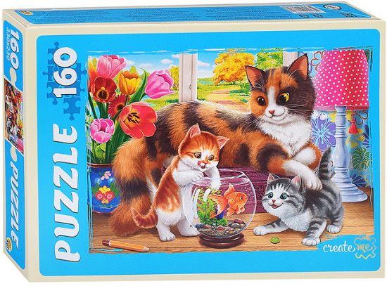 Пазл «Кошка и котята»