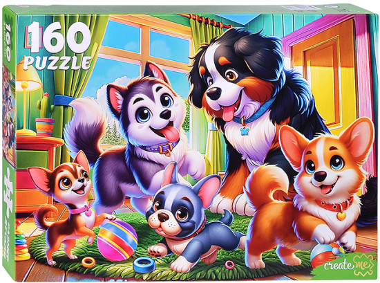 Пазл «Милые щенки в комнате»