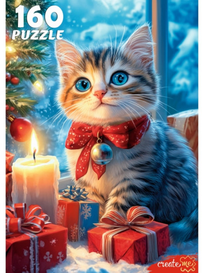 Пазл «Рождественский котенок»