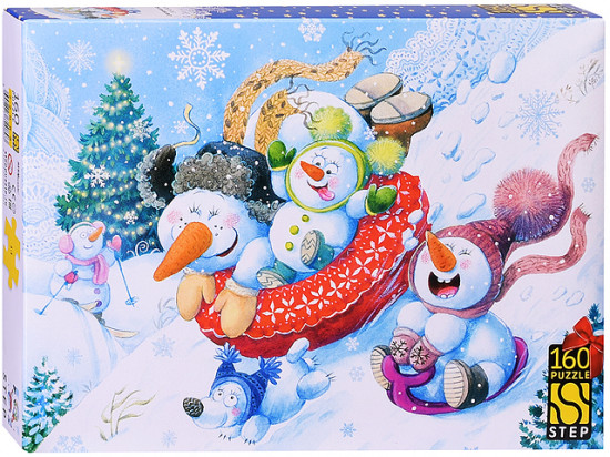 Пазл «Снеговички на горке»