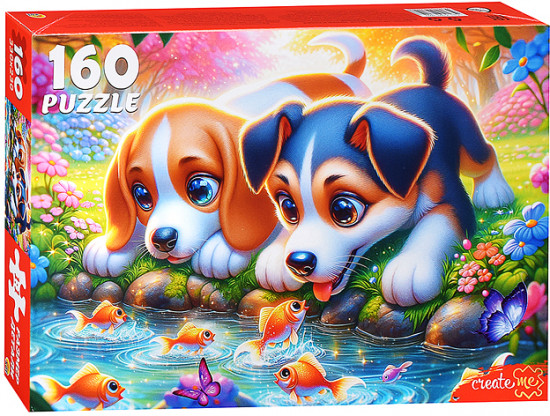 Пазл «Щенки и рыбки»