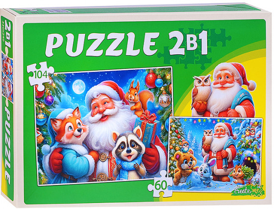 Пазл 2в1 «Помощники Деда Мороза»