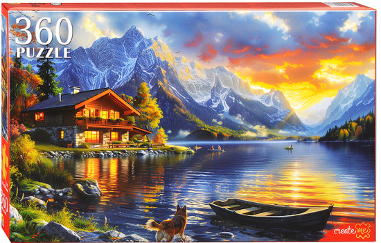 Пазл «Вечернее озеро на закате»