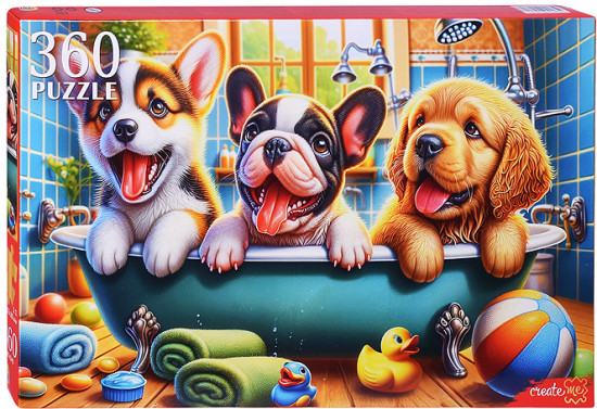 Пазл «Щенки в ванной»