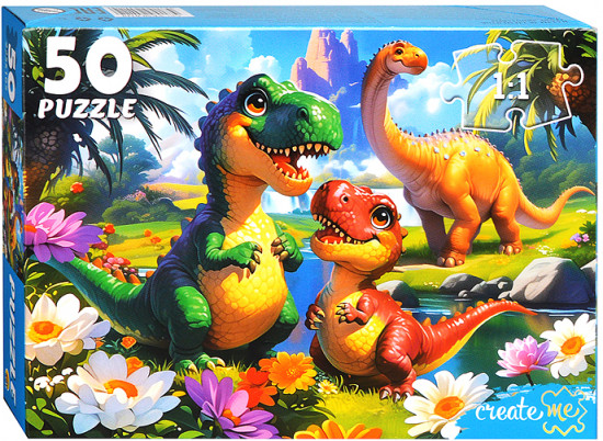 Пазл «Яркие динозавры»