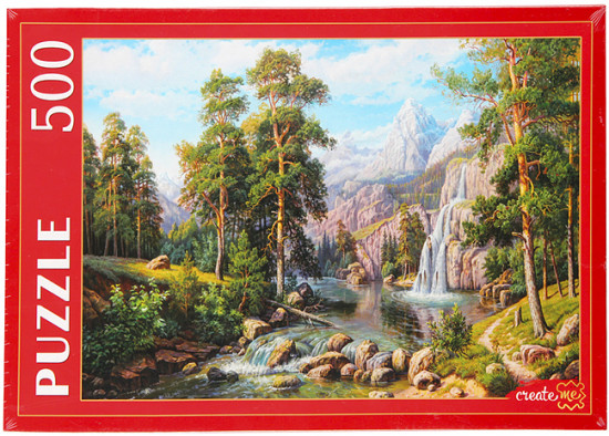 Пазл «В. Потапов. Пейзаж с водопадом»