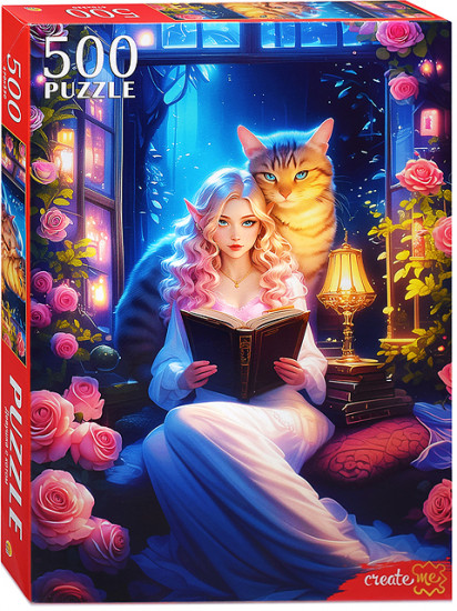 Пазл «Девушка с котом»