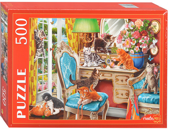 Пазл «Котята в спальне»