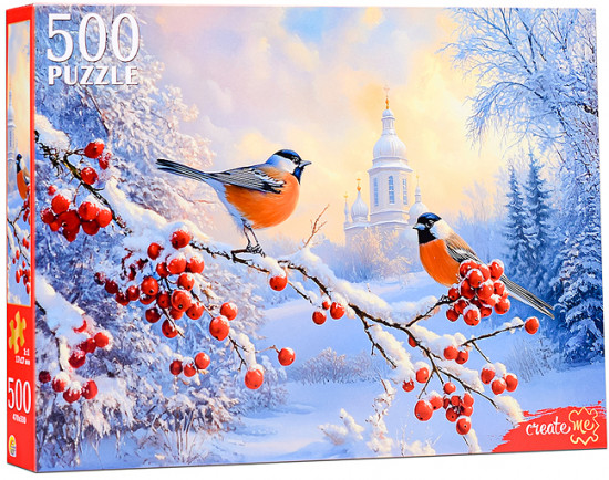 Пазл «Снегири на ветке»