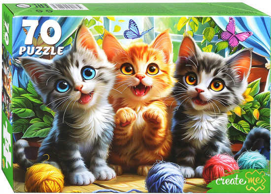 Пазл «Три котенка с клубками»