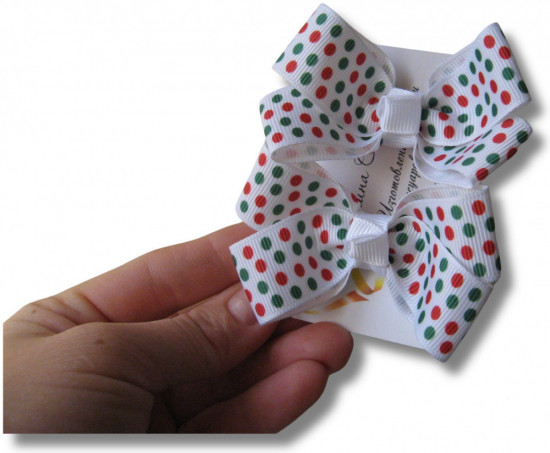 Набор бантиков для волос ручной работы на мини-резиночках «Winter bows»