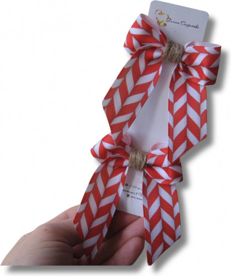 Набор бантиков для волос ручной работы на мини-резиночках «Winter bows»