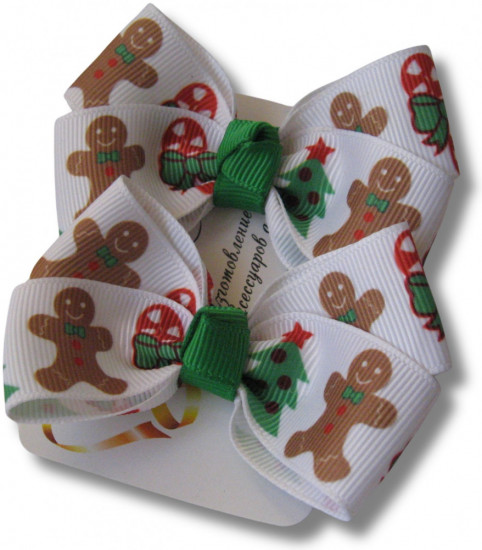 Набор бантиков для волос ручной работы на мини-резиночках «Winter bows»