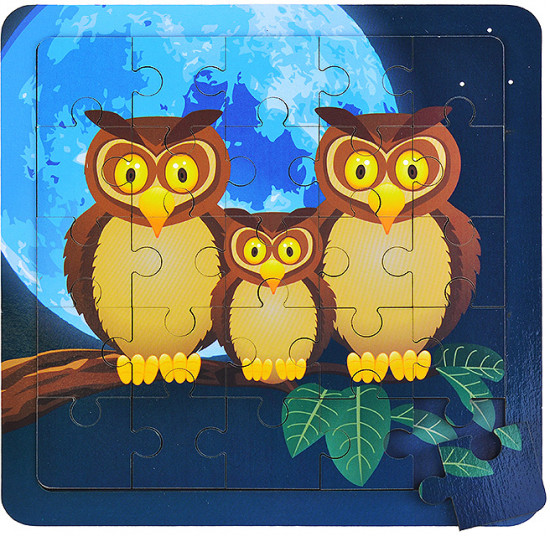 Пазл в рамке «Совиная семья»