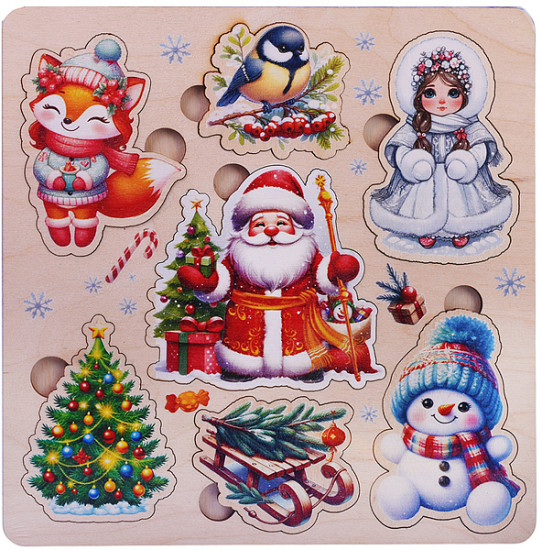 Пазл-вкладыш «Дед мороз и снегурочка»