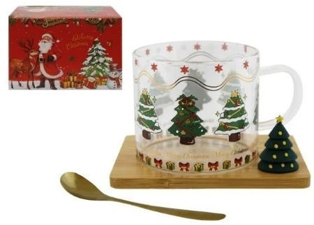 Кружка с ложкой на подставке «Елочка»