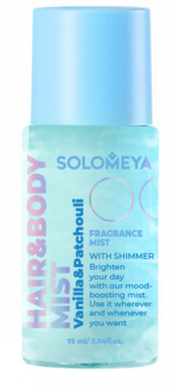 Мист парфюмированный для тела и волос с ароматом черной ванили и пачули с шиммером