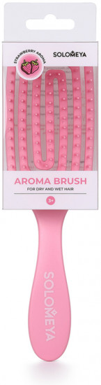 Арома-расческа для сухих и влажных волос в мини-формате «Клубника»