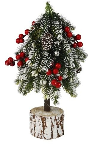 Ель декоративная на пеньке «Красотка заснеженная с ягодами и шишками»