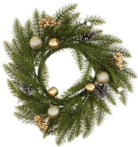 Венок хвойный декоративный «Золотые моменты с украшениями»