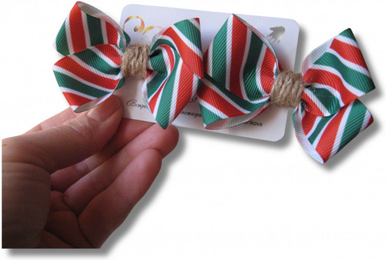 Набор бантиков для волос ручной работы на зажимах «Winter bows»