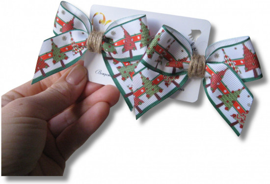 Набор бантиков для волос ручной работы на зажимах «Winter bows»