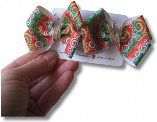 Набор бантиков для волос ручной работы на зажимах «Winter bows»