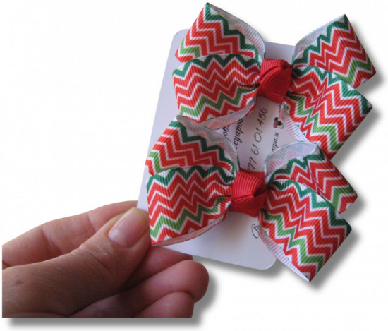 Набор бантиков для волос ручной работы на зажимах «Winter bows»