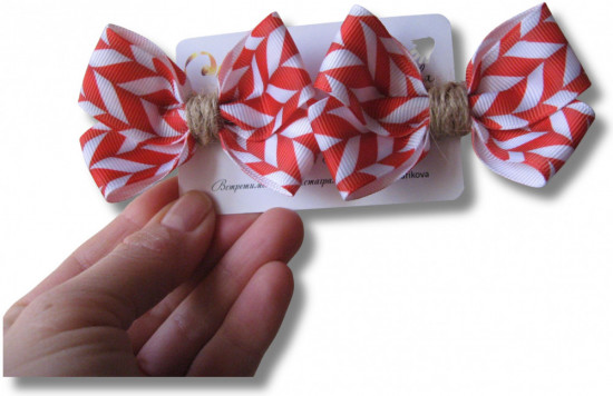 Набор бантиков для волос ручной работы на зажимах «Winter bows»