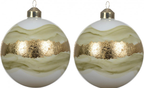 Набор шаров ёлочных с золотистой линией