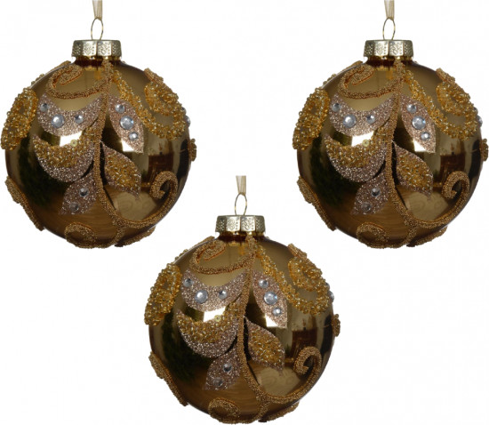 Набор шаров ёлочных с завитками и стразами