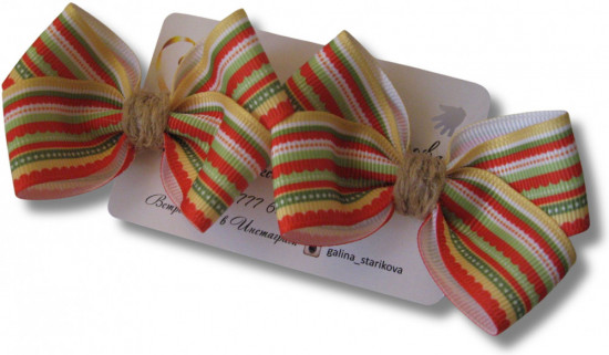 Набор бантиков для волос ручной работы на зажимах «Winter bows»