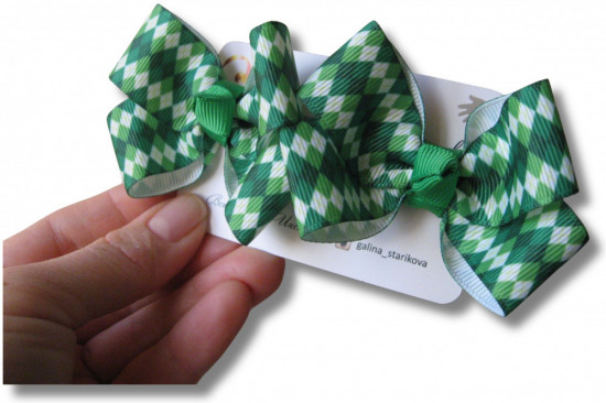 Набор бантиков для волос ручной работы на зажимах «Winter bows»