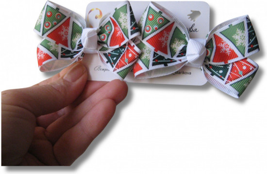 Набор бантиков для волос ручной работы на зажимах «Winter bows»