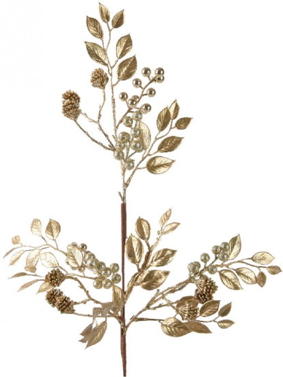 Ветка декоративная с ягодами и шишками
