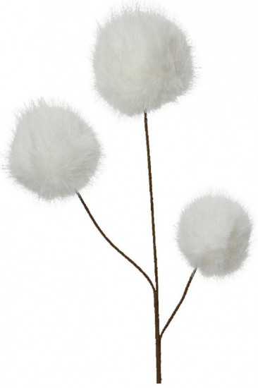 Ветка декоративная с пушистыми шариками